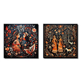 Indian Art Wall Art Set - Indian Art Rajasthani Folklore Tales I - 2 Pieces