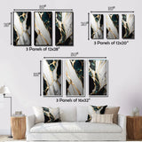 Transitional Wall Art Set - Gold And Grey Fluid Fusion III - 3 Pieces