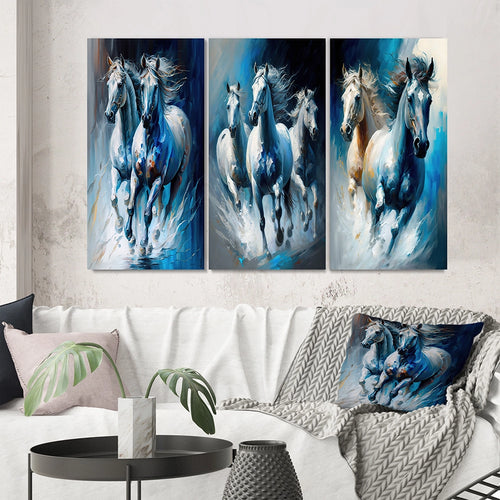 horse Canvas Wall Art Set of 3- Horses Running