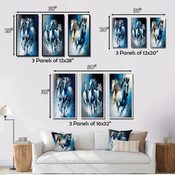 horse Canvas Wall Art Set of 3- Horses Running