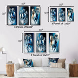 horse Canvas Wall Art Set of 3- Horses Running