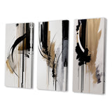 Modern Multi Panel Canvas Wall Art - Black, White And Gold Expression