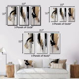 Modern Multi Panel Canvas Wall Art - Black, White And Gold Expression
