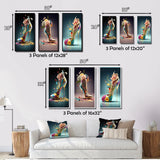 Fashion Multi Panel Canvas Wall Art - Gold Floral High Heel Shoes