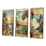 Vintage Florida Collage Palm Trees And Beach I - Multi-Panels