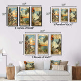 Vintage Florida Collage Palm Trees And Beach I - Multi-Panels