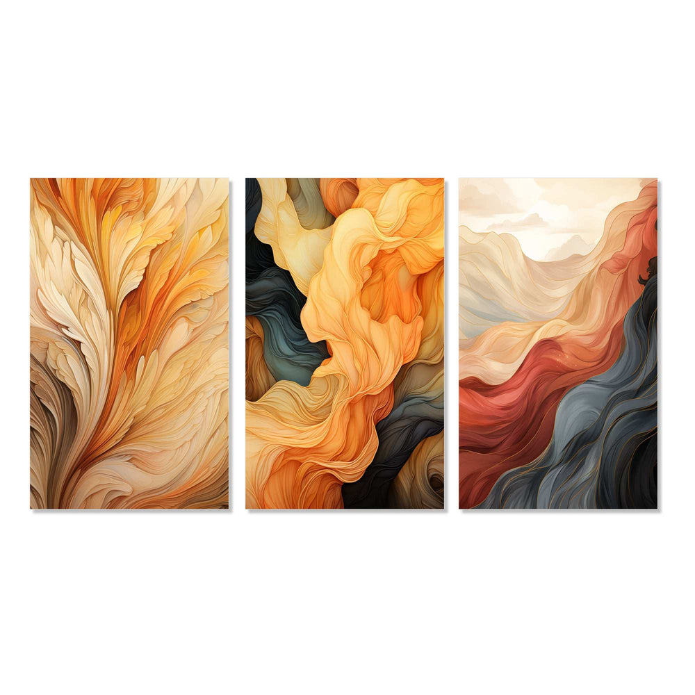 Vintage Orange Ornamental Wave Elegance - Multi-Panels