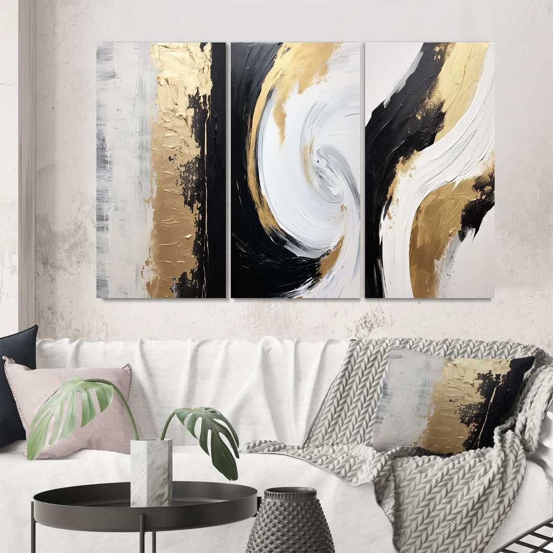 Essential Nature of Alchemy Abstract Gold Black I - Multi-Panels