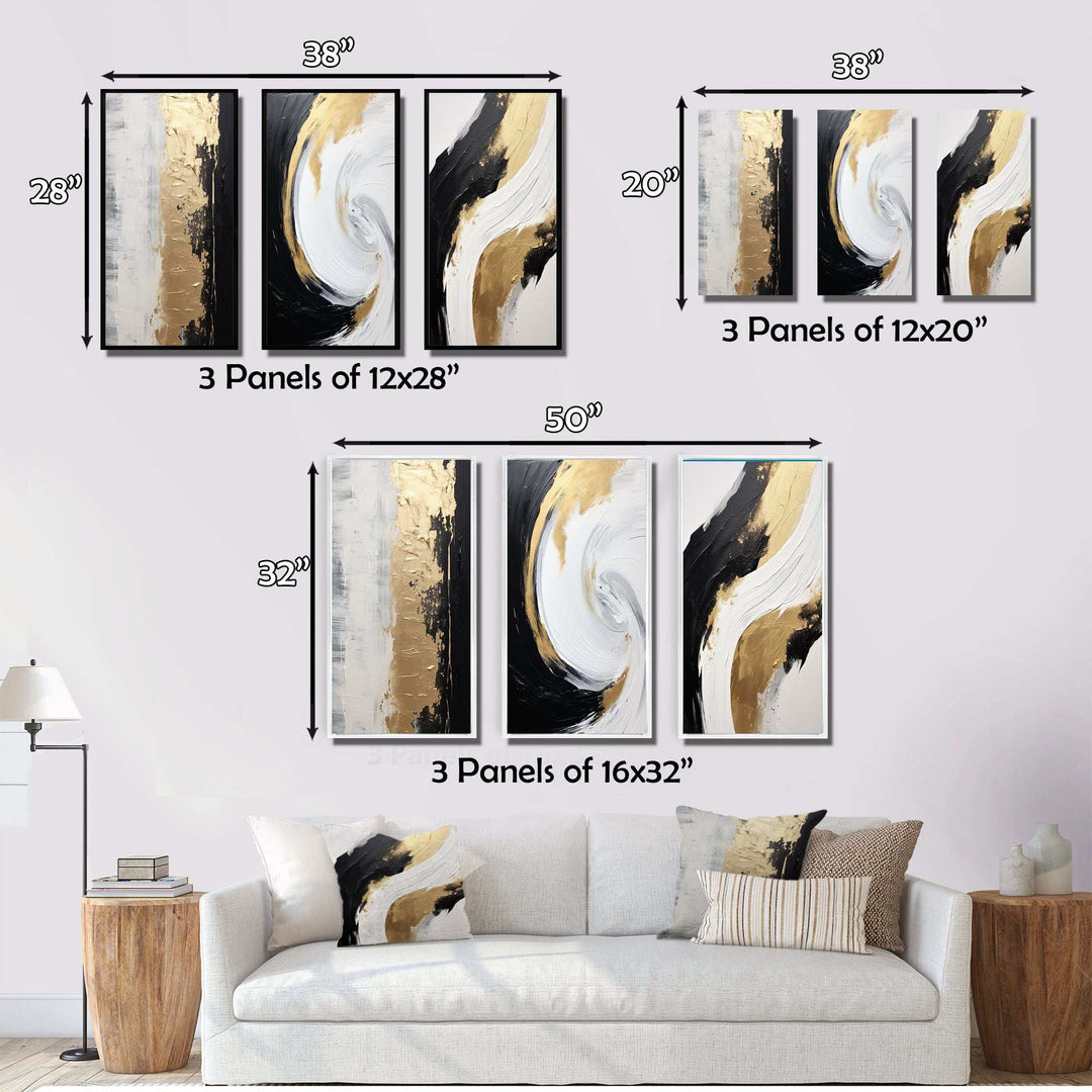 Essential Nature of Alchemy Abstract Gold Black I - Multi-Panels