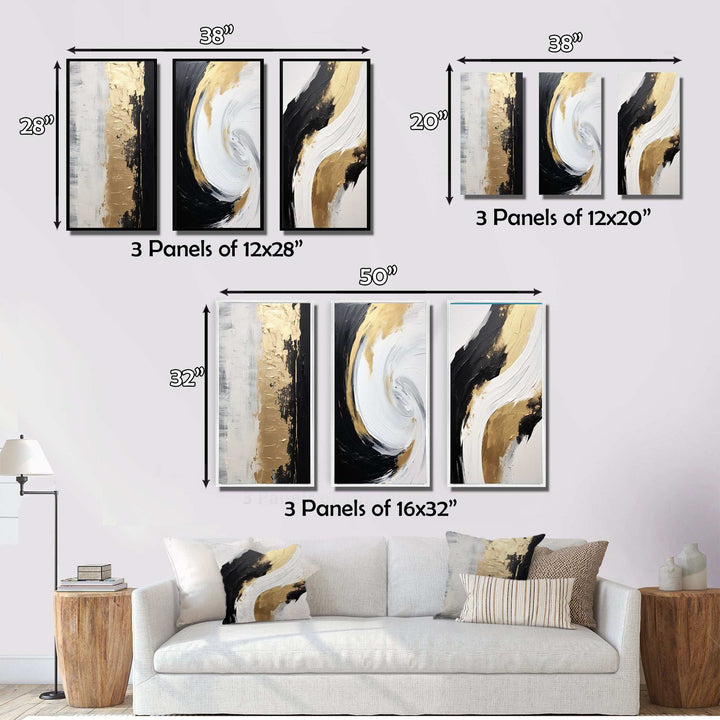 Essential Nature of Alchemy Abstract Gold Black I - Multi-Panels