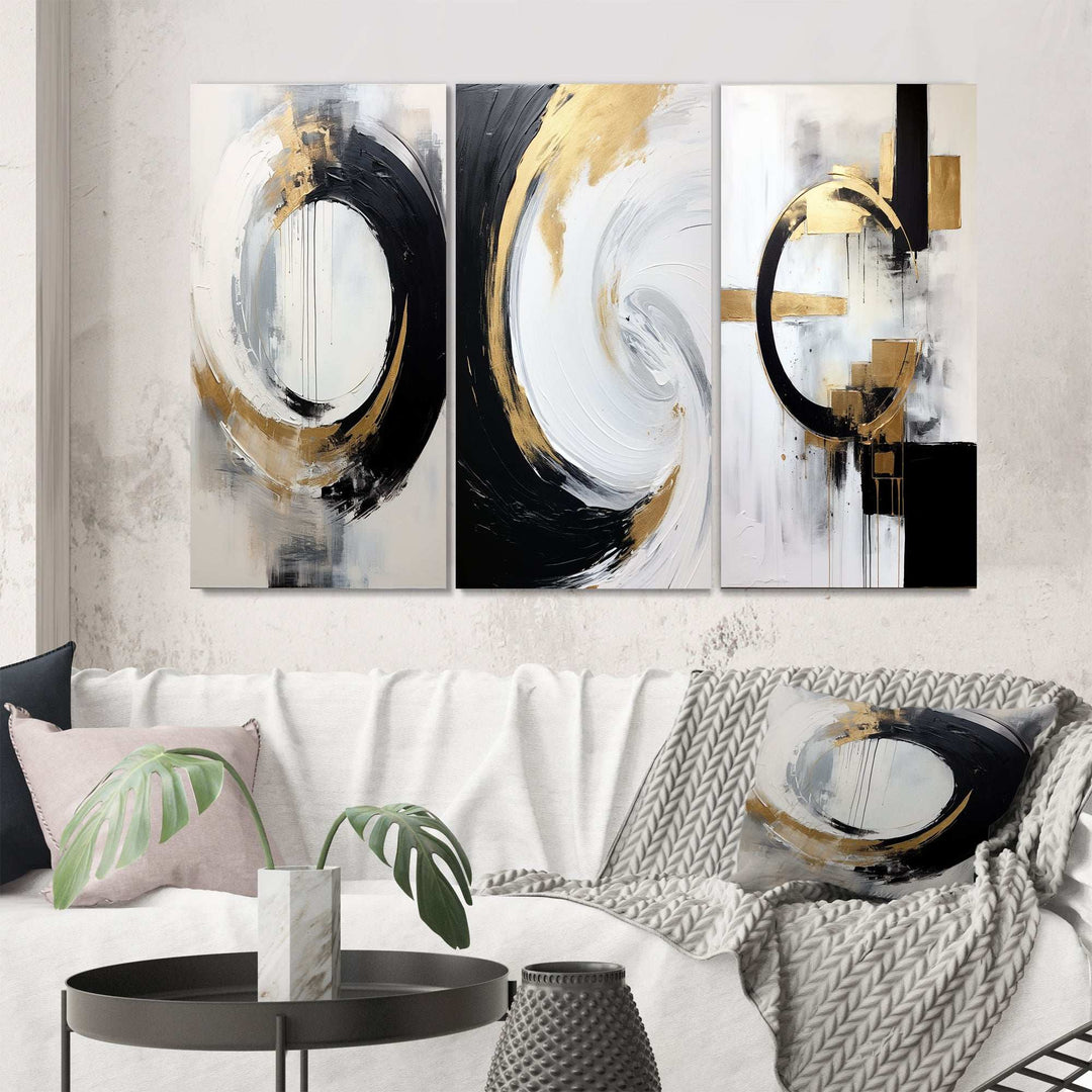 New Balance Dreams Abstract Gold And Black I - Multi-Panels