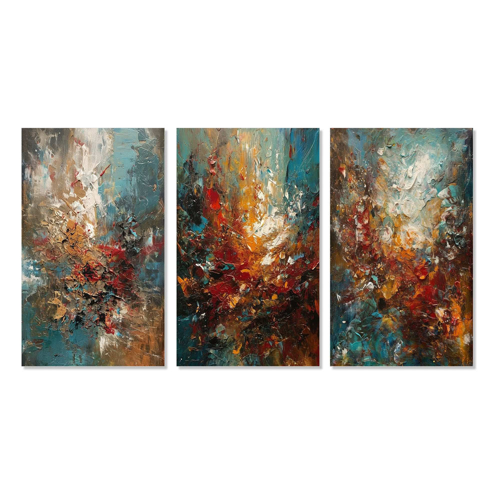 Autumn Bliss Afternoon Abstract Red Orange Blue - Multi-Panels