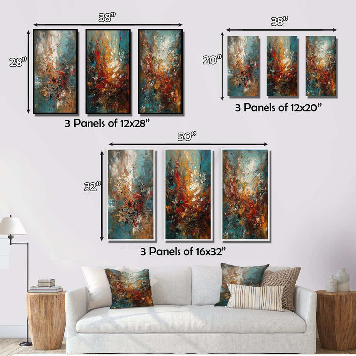 Autumn Bliss Afternoon Abstract Red Orange Blue - Multi-Panels