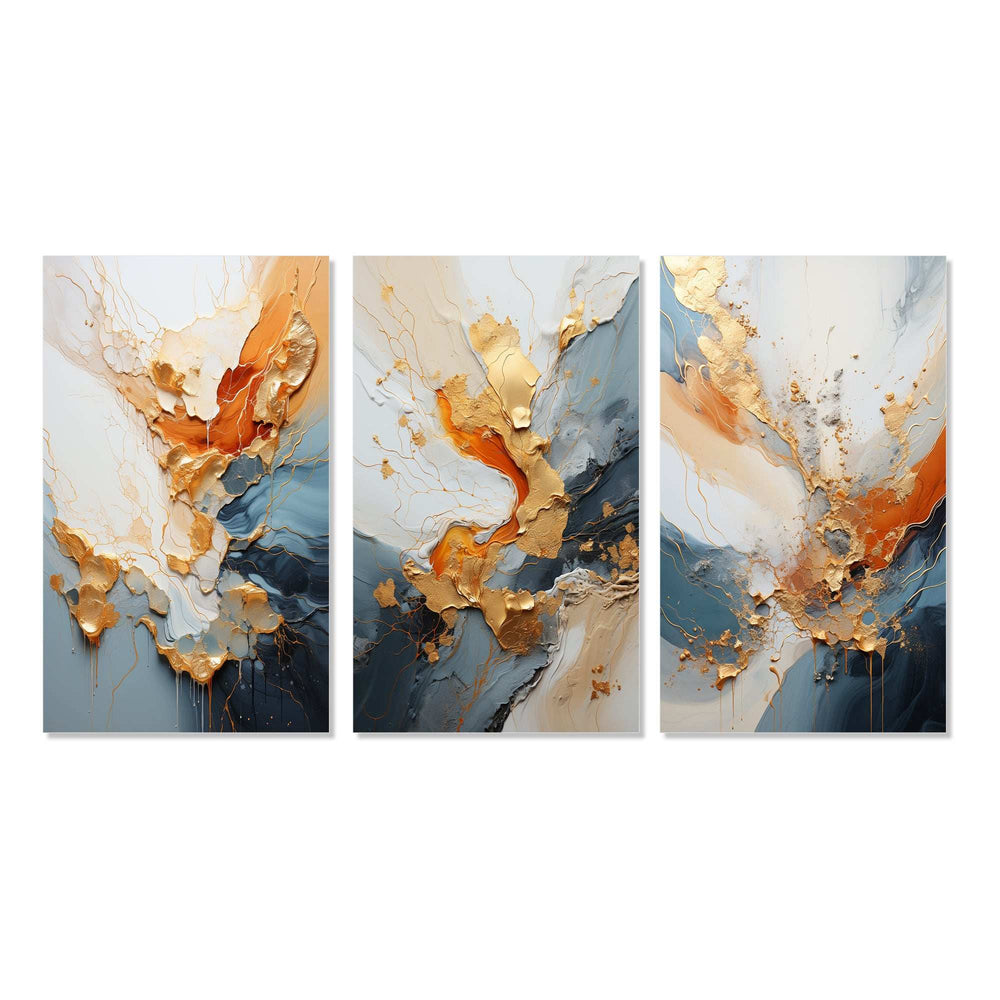 Golden Sunrisre Abstract Gold And Nova Blue - Multi-Panels