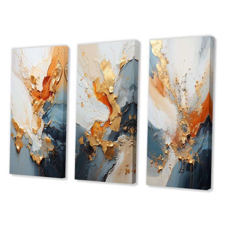 Golden Sunrisre Abstract Gold And Nova Blue - Multi-Panels