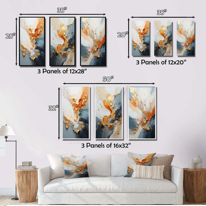 Golden Sunrisre Abstract Gold And Nova Blue - Multi-Panels