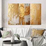 Abstract Painting Wall Art Canvas Set - Gentle Abundance Retro Gold Abstract - 3 Pieces