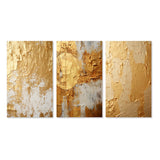 Abstract Painting Wall Art Canvas Set - Gentle Abundance Retro Gold Abstract - 3 Pieces