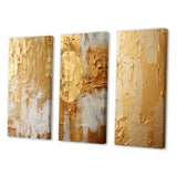Abstract Painting Wall Art Canvas Set - Gentle Abundance Retro Gold Abstract - 3 Pieces