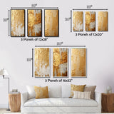 Abstract Painting Wall Art Canvas Set - Gentle Abundance Retro Gold Abstract - 3 Pieces