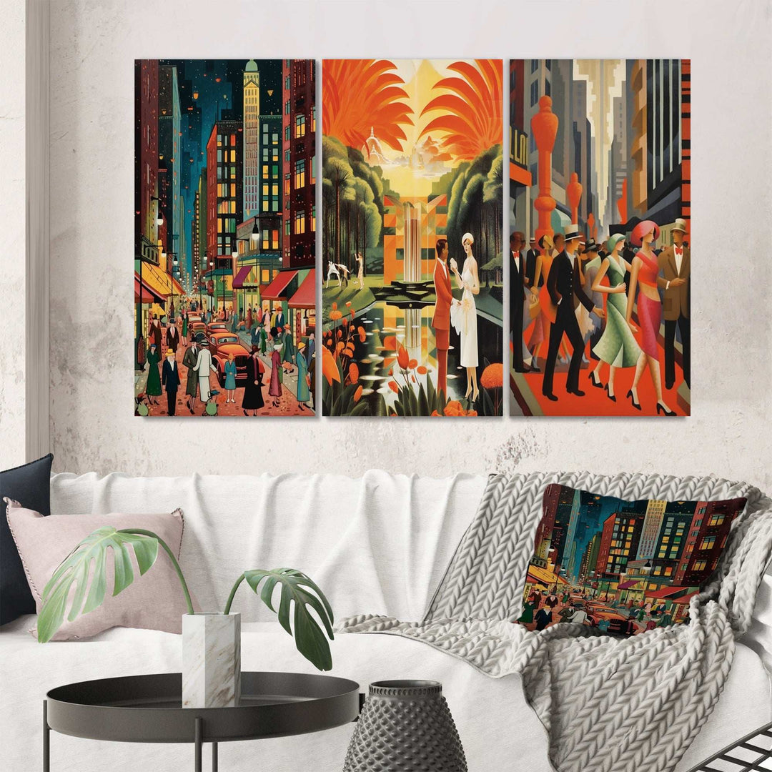 Art Deco Retro City Life - Multi-Panels