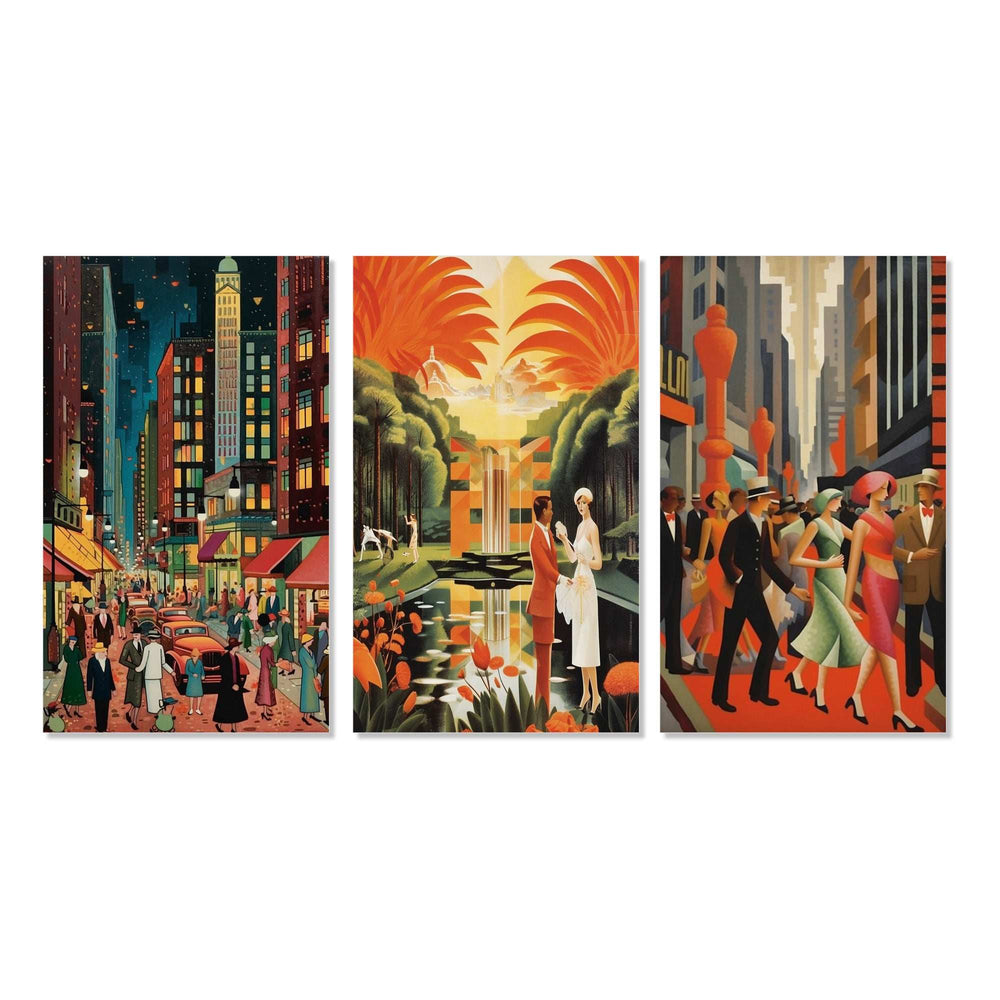Art Deco Retro City Life - Multi-Panels