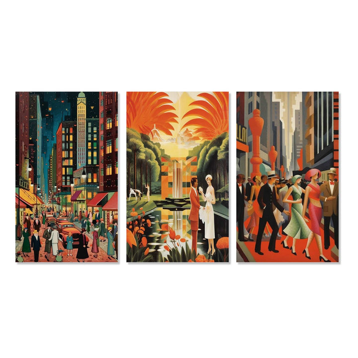 Art Deco Retro City Life - Multi-Panels
