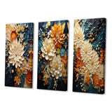 Abstract Canvas Wall Art Set of 3- Orange Teal Botanical Whirlwind IV