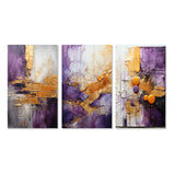Fractals Multi Panel Canvas Wall Art - Gold Purple Abstract Fractal III