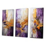 Fractals Multi Panel Canvas Wall Art - Gold Purple Abstract Fractal III