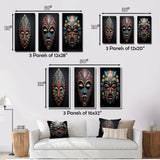 Traditional Wall Art Set - African Tribal Pende Mask - 3 Pieces