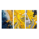 Modern Multi Panel Canvas Wall Art - Blue and Yellow Intuitive Expressions