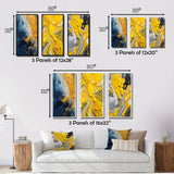 Modern Multi Panel Canvas Wall Art - Blue and Yellow Intuitive Expressions