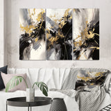 Transitional Wall Art Set - Gold And Grey Fluid Fusion III - 3 Pieces
