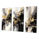 Transitional Wall Art Set - Gold And Grey Fluid Fusion III - 3 Pieces