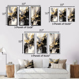 Transitional Wall Art Set - Gold And Grey Fluid Fusion III - 3 Pieces