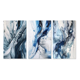 Abstract Wall Art Set - Blue and Grey Ethereal Elixir II - 3 Pieces