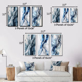 Abstract Wall Art Set - Blue and Grey Ethereal Elixir II - 3 Pieces