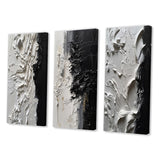 Modern Wall Art Canvas Set - White And Black Tranquility Unleashed - 3 Pieces