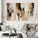 Abstract Canvas Wall Art Set of 3- Brown Mindful Abstraction