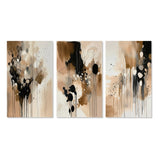 Abstract Canvas Wall Art Set of 3- Brown Mindful Abstraction