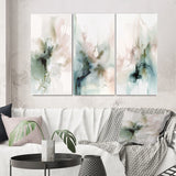 Modern Multi Panel Canvas Wall Art - Green And Cream Essence Of Modernity III