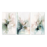 Modern Multi Panel Canvas Wall Art - Green And Cream Essence Of Modernity III