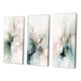 Modern Multi Panel Canvas Wall Art - Green And Cream Essence Of Modernity III