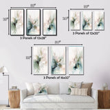 Modern Multi Panel Canvas Wall Art - Green And Cream Essence Of Modernity III
