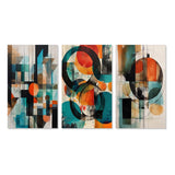 Modern Geometric Multi Panel Canvas Wall Art - Orange Abstracted Geometric Explorations