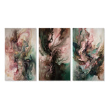 Modern Wall Art Set - Pink Green Inner Worlds Of Marble III - 3 Pieces