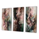 Modern Wall Art Set - Pink Green Inner Worlds Of Marble III - 3 Pieces