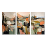 Abstract Painting Wall Art Set - Green And Beige Transcending Reality III - 3 Pieces