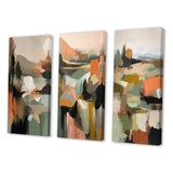 Abstract Painting Wall Art Set - Green And Beige Transcending Reality III - 3 Pieces